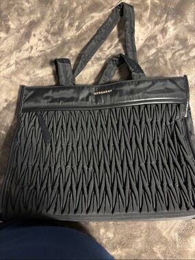 BAGSMARt Black Textured Tote Bag with Gold Logo
